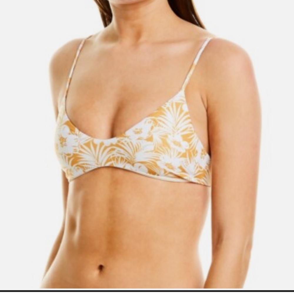 L*Space White and Gold Bra with Adjustable Straps